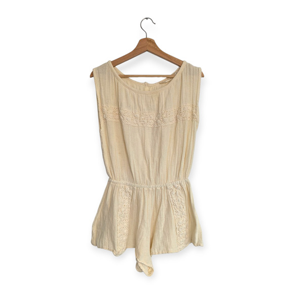 Jen's Pirate Booty SZ S Cream Romper Doubles Gauze Cotton - Picture 1 of 10